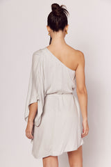 Vestido Curto de um Ombro Luminare com Amarração