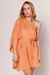 Vestido Curto de um Ombro Luminare com Amarração