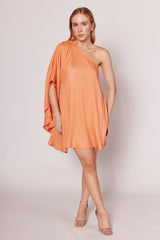 Vestido Curto de um Ombro Luminare com Amarração