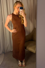 Vestido Longo Giornata em Canelado e Decote Nadador