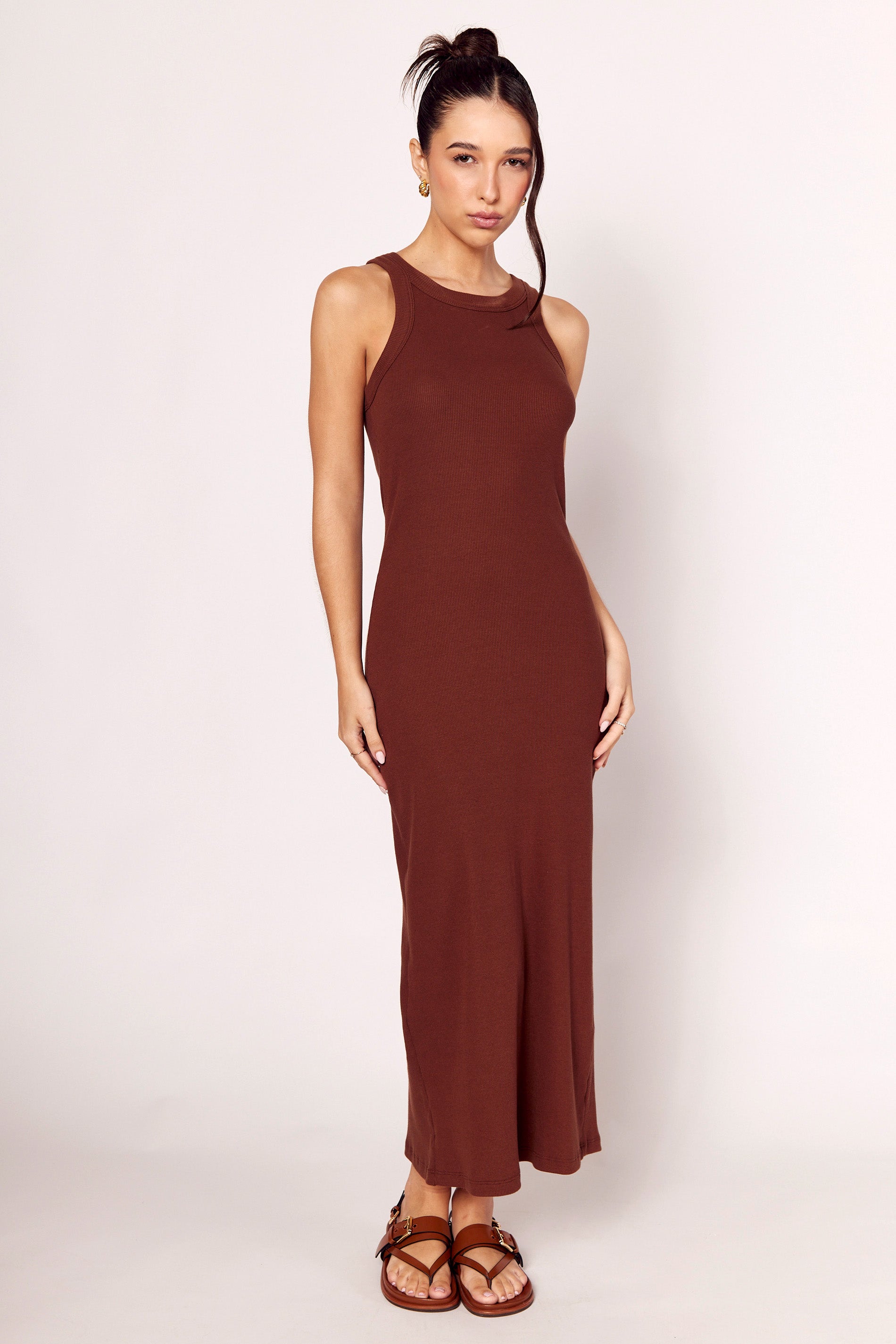 Vestido Longo Giornata em Canelado e Decote Nadador