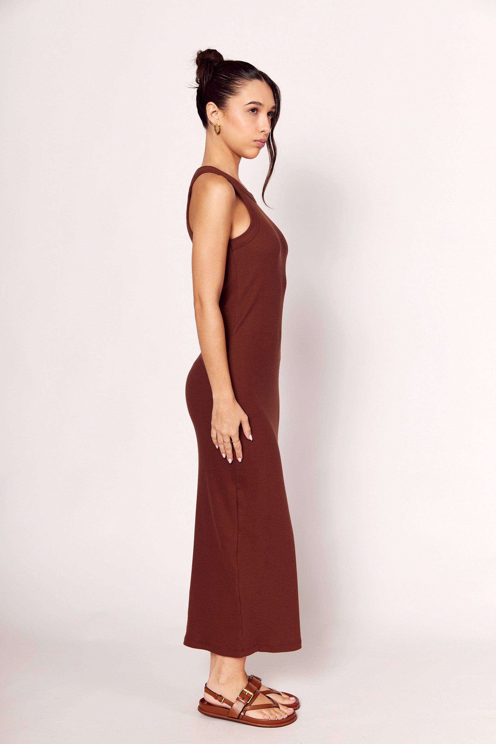 Vestido Longo Giornata em Canelado e Decote Nadador