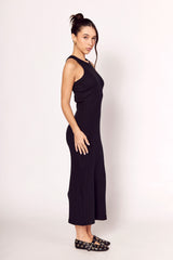 Vestido Longo Giornata em Canelado e Decote Nadador