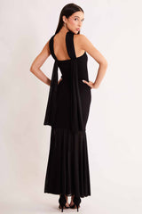 Vestido sem Alça After Dusk em Malha Bodycon e Tule Rendado