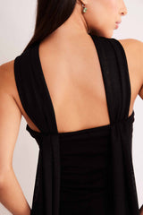 Vestido sem Alça After Dusk em Malha Bodycon e Tule Rendado