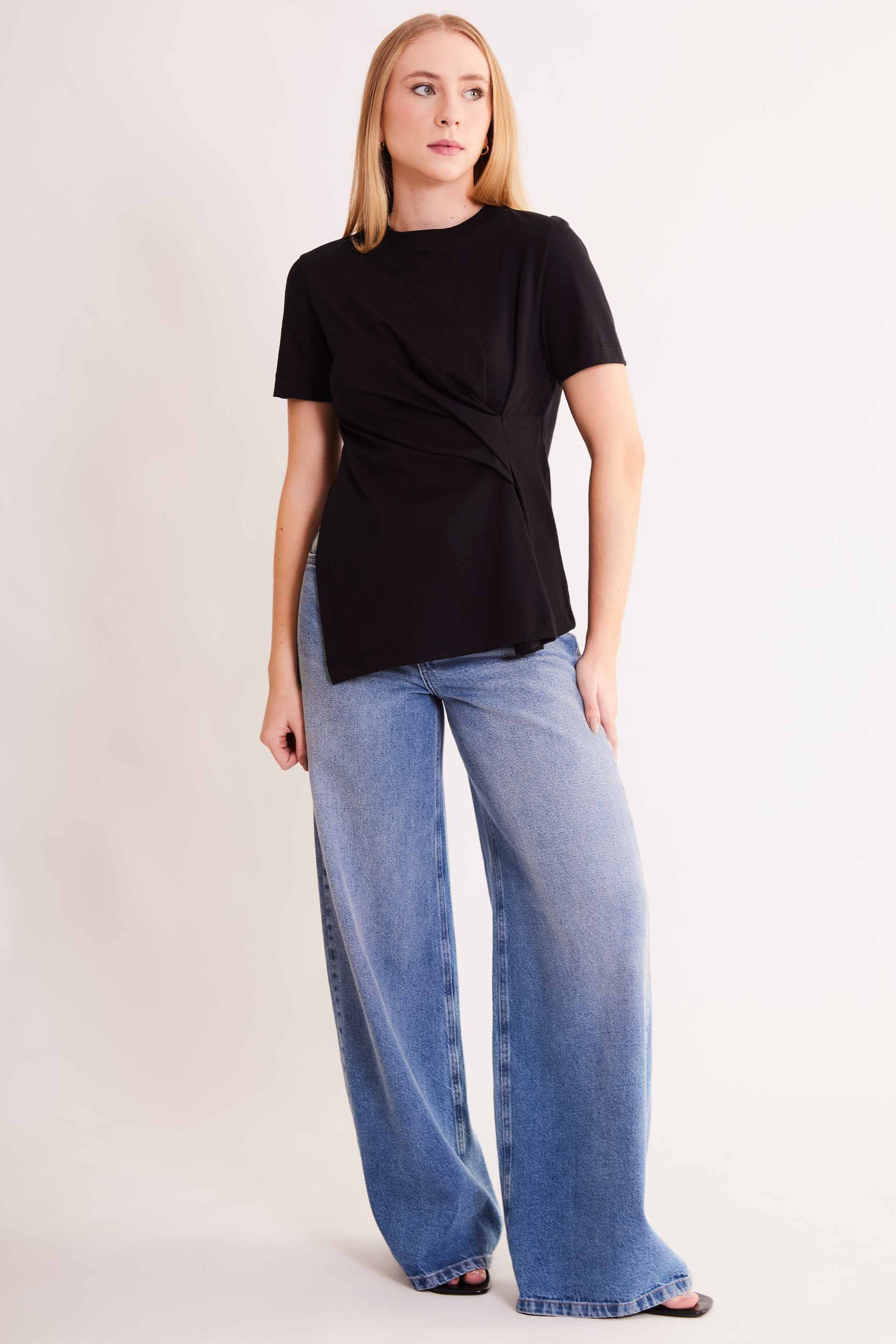 Blusa de Manga Curta Allure em Meia Malha