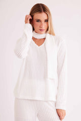 Blusa de Manga Longa New Ease em Malha Tricot Maquinetado