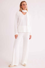 Blusa de Manga Longa New Ease em Malha Tricot Maquinetado