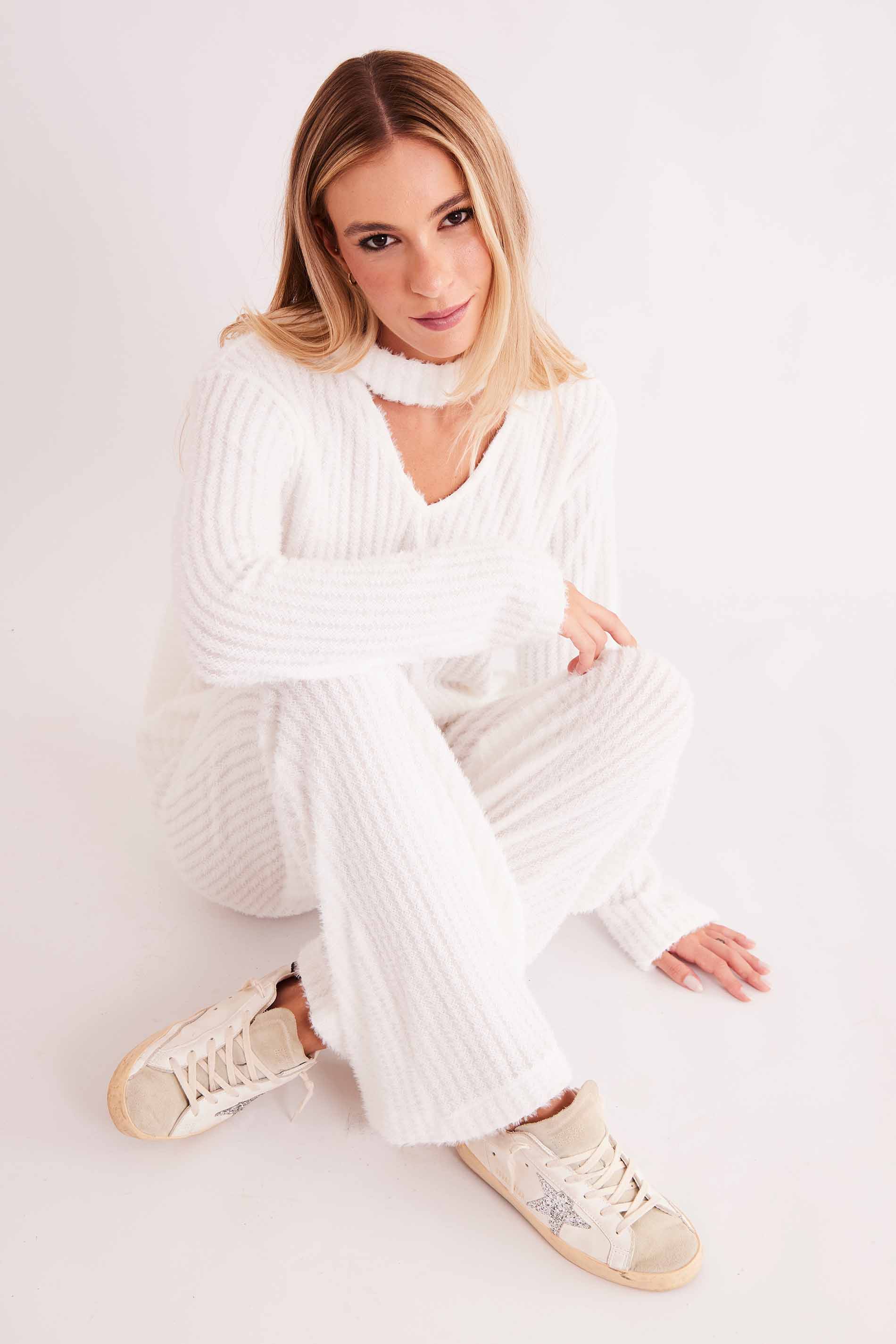 Blusa de Manga Longa New Ease em Malha Tricot Maquinetado