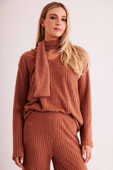 Blusa de Manga Longa New Ease em Malha Tricot Maquinetado