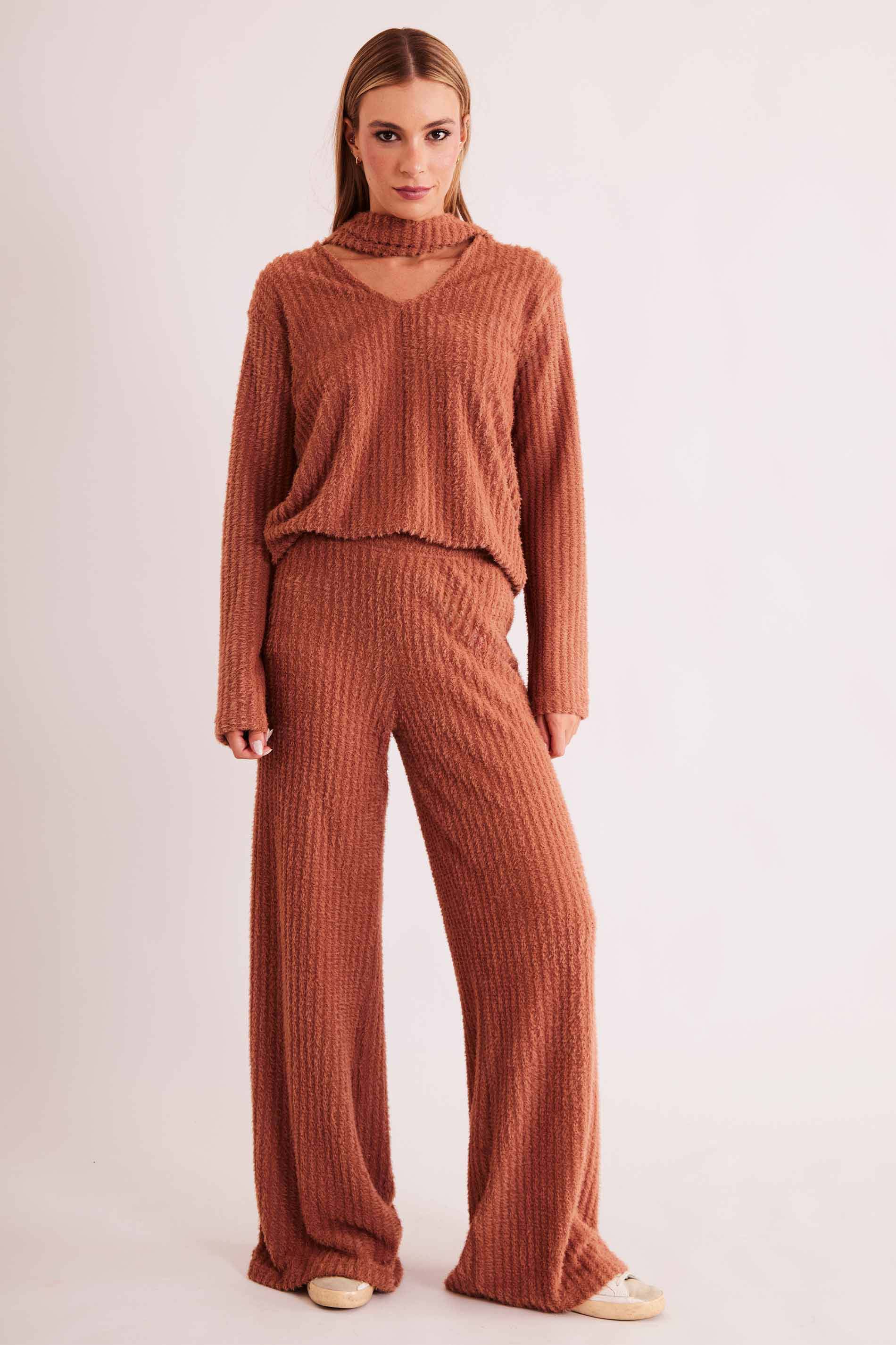Blusa de Manga Longa New Ease em Malha Tricot Maquinetado