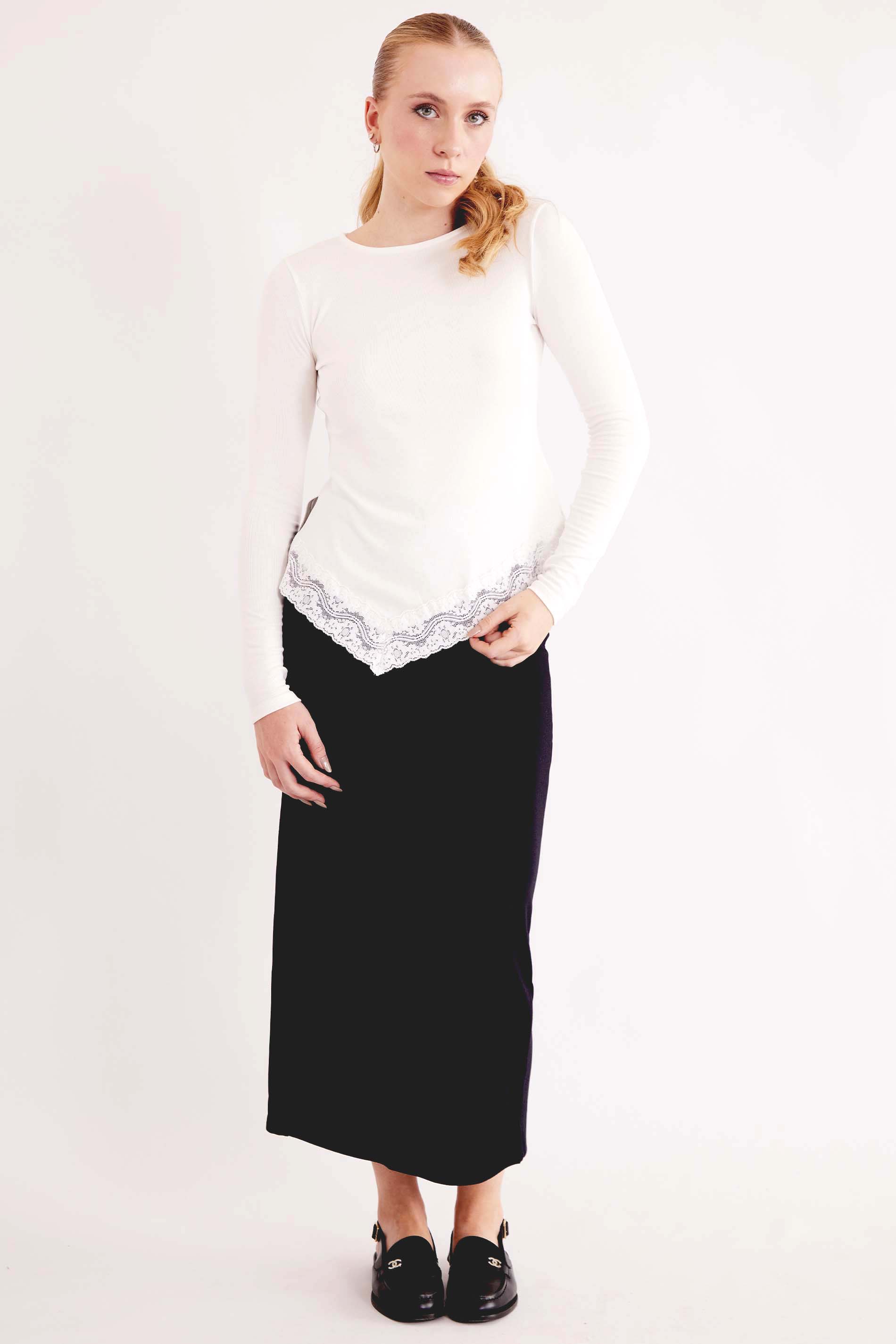 Saia Midi Urban Frame em Malha Bodycon