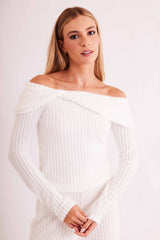 Blusa de Manga Longa New Ease Ombro à Ombro em Malha Tricot Maquinetado