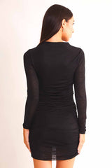 Vestido Curto de Manga Longa After Dusk em Tule Rendado