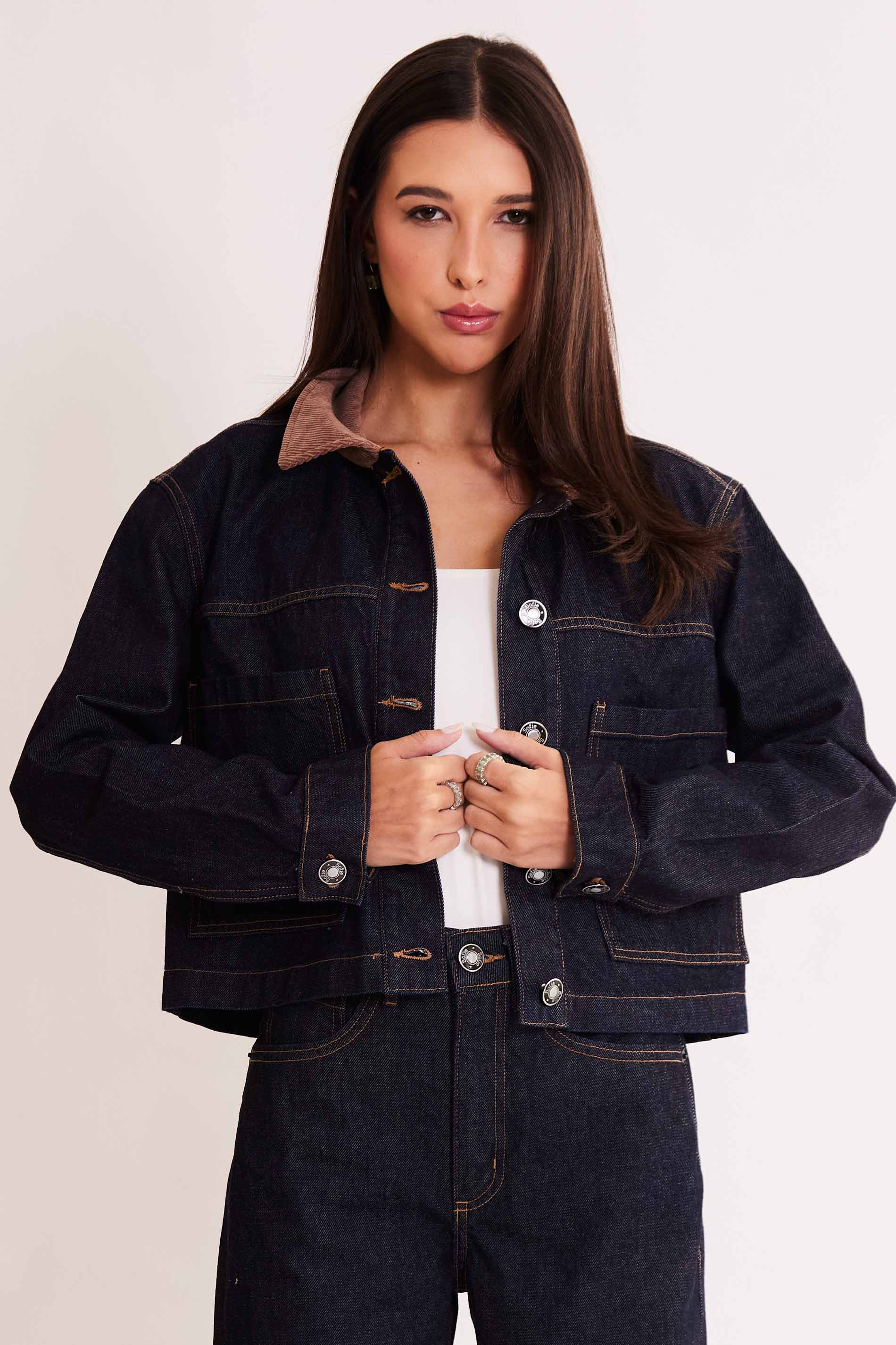 Jaqueta Allure em Denim e Veludo Cotelê