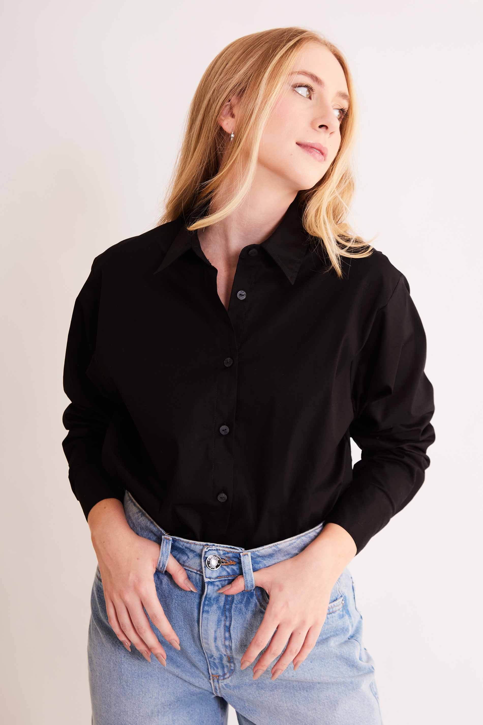 Camisa de Manga Longa After Dusk em Plano Tricoline com Elastano
