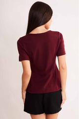 Blusa de Manga Curta Allure em Malha Bodycon