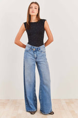 Calça Baggy Urban Frame com Braguilha Deslocada Em Denim
