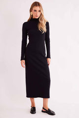 Vestido midi Urban Frame de Manga Longa em Ribana