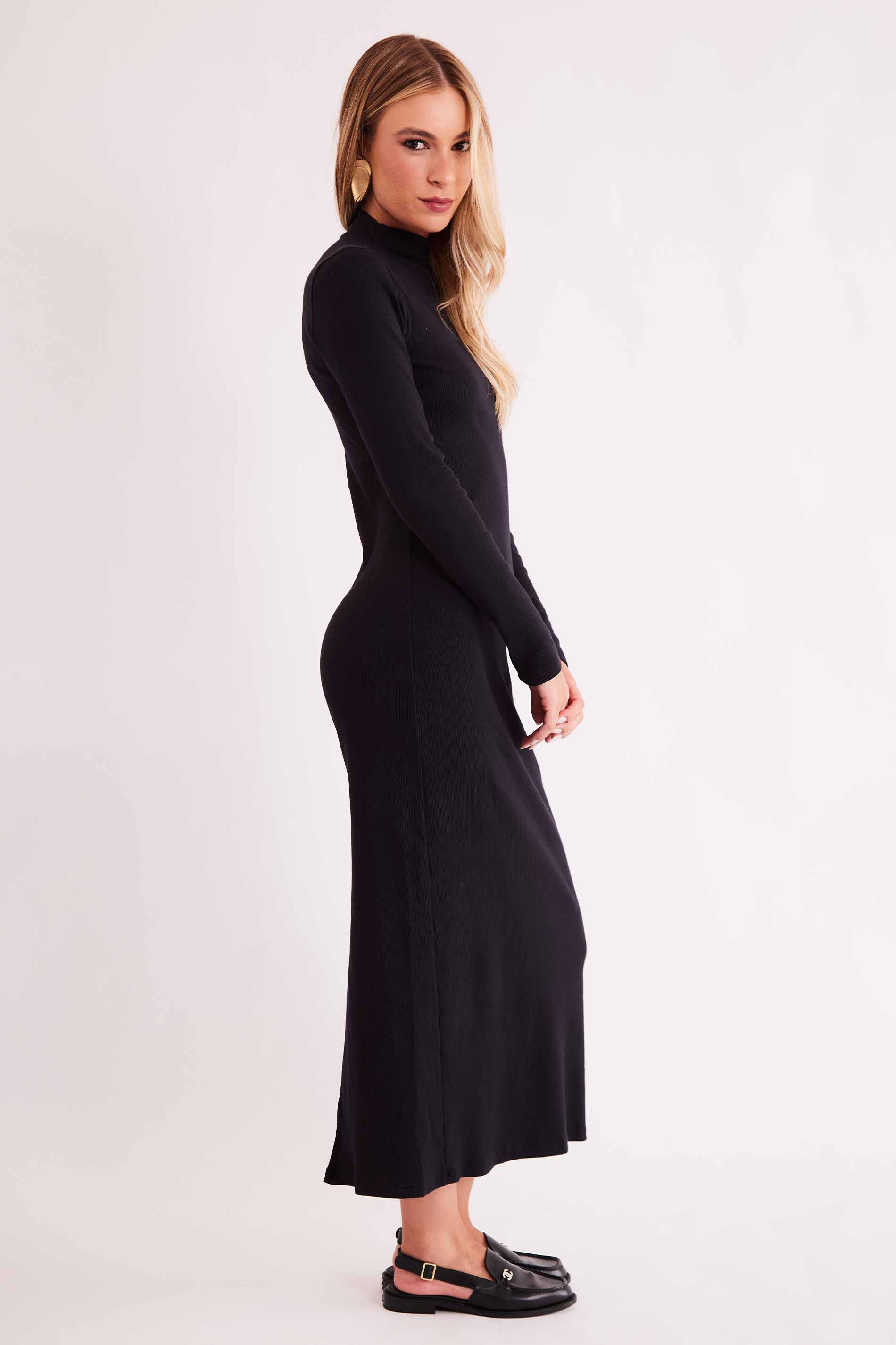 Vestido midi Urban Frame de Manga Longa em Ribana