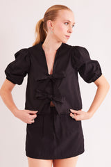 Blusa de Manga Curta New Ease em Plano Tricoline com Elastano