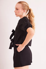 Blusa de Manga Curta New Ease em Plano Tricoline com Elastano