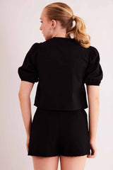 Blusa de Manga Curta New Ease em Plano Tricoline com Elastano