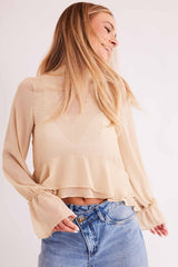 Blusa de Manga Longa Urban Frame em Plano Chiffon