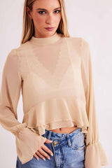 Blusa de Manga Longa Urban Frame em Plano Chiffon