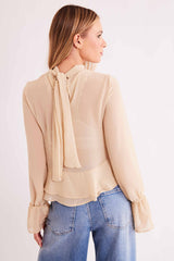 Blusa de Manga Longa Urban Frame em Plano Chiffon