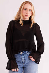 Blusa de Manga Longa Urban Frame em Plano Chiffon