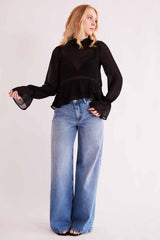 Blusa de Manga Longa Urban Frame em Plano Chiffon