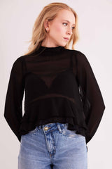 Blusa de Manga Longa Urban Frame em Plano Chiffon