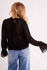 Blusa de Manga Longa Urban Frame em Plano Chiffon