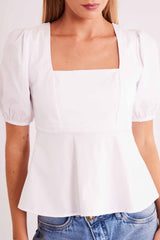 Blusa de Manga Curta Urban Frame em Plano Tricoline com Elastano