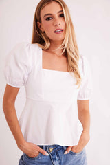 Blusa de Manga Curta Urban Frame em Plano Tricoline com Elastano