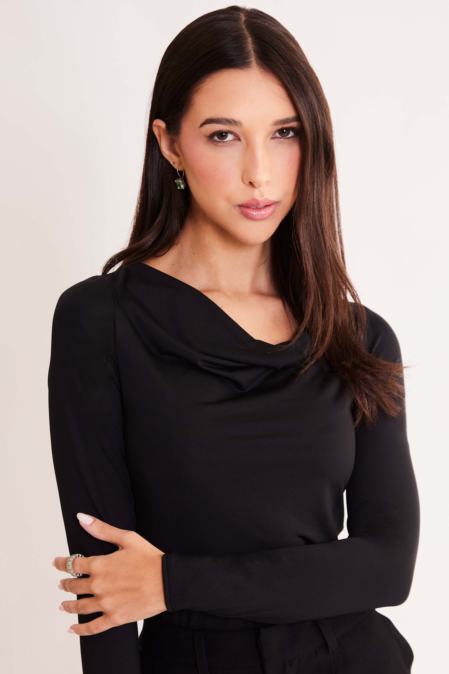 Blusa de Manga Longa Allure em Malha Microfibra