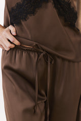 Calça Pantalona Cetim com Cós de Elástico Soft Glam - Sofie