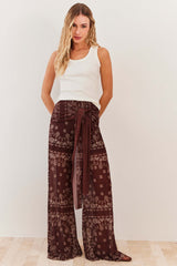 Calça Reta em Tule Forrada com Amarração Spring Flow - Sofie