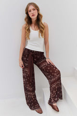 Calça Reta em Tule Forrada com Amarração Spring Flow - Sofie