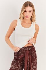 Calça Reta em Tule Forrada com Amarração Spring Flow - Sofie