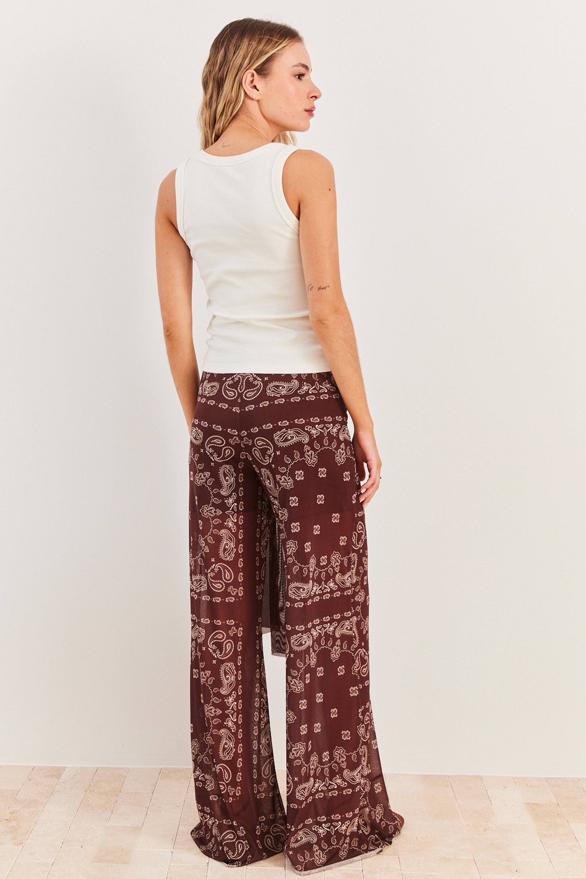 Calça Reta em Tule Forrada com Amarração Spring Flow - Sofie