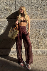 Calça Reta em Tule Forrada com Amarração Spring Flow - Sofie