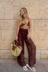 Calça Reta em Tule Forrada com Amarração Spring Flow - Sofie