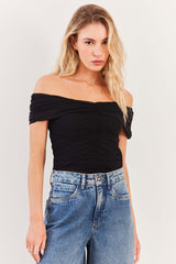 Blusa Ombro a Ombro em Tule Franzido Urban Codes - Sofie
