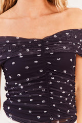 Blusa Ombro a Ombro em Tule Franzido Urban Codes - Sofie