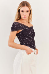Blusa Ombro a Ombro em Tule Franzido Urban Codes - Sofie