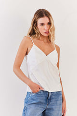 Blusa de Alça em Cetim e Renda Soft Glam- Sofie