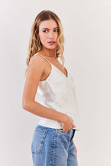 Blusa de Alça em Cetim e Renda Soft Glam- Sofie