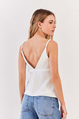 Blusa de Alça em Cetim e Renda Soft Glam- Sofie